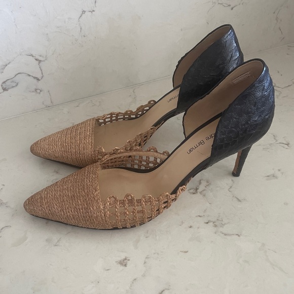 Alexandre Birman Raffia & Snakeskin Heels 39/8 - Picture 3 of 5